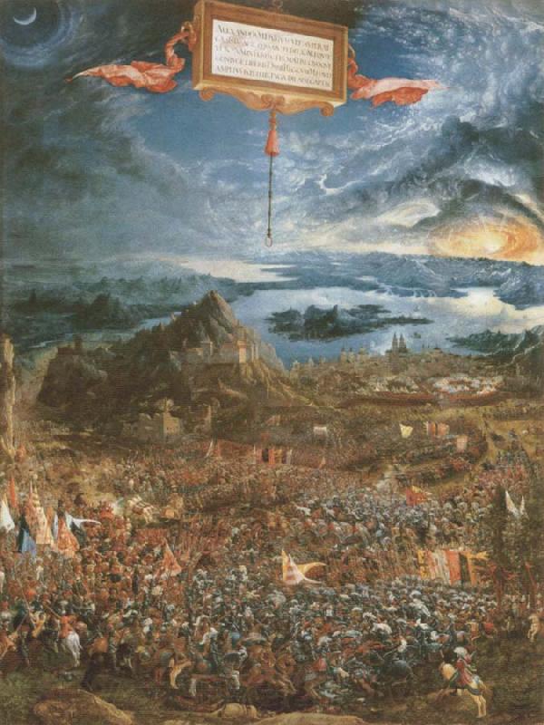 Albrecht Altdorfer the battle of lssus Spain oil painting art